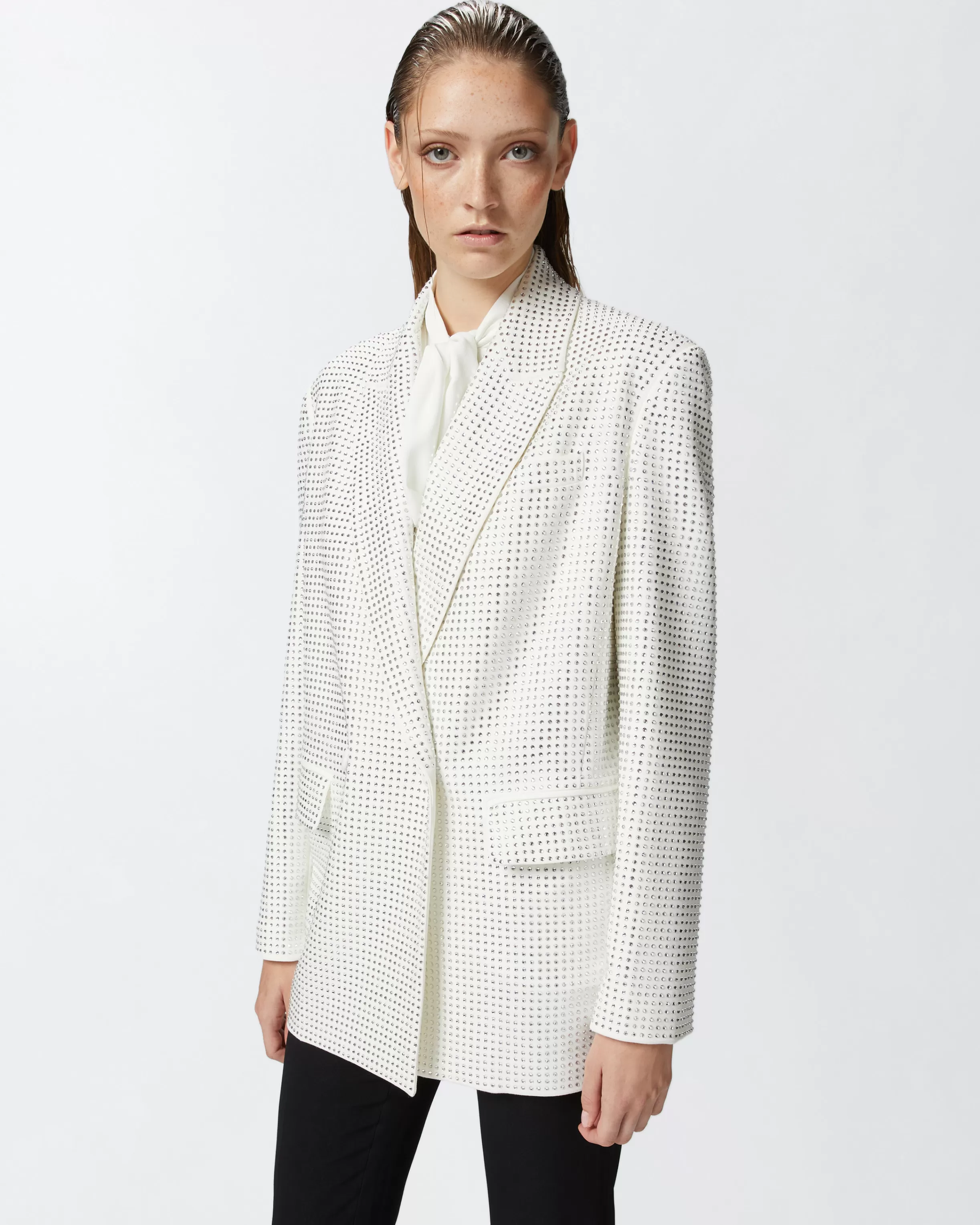 Online Blazer bianco con strass applicati Blazer