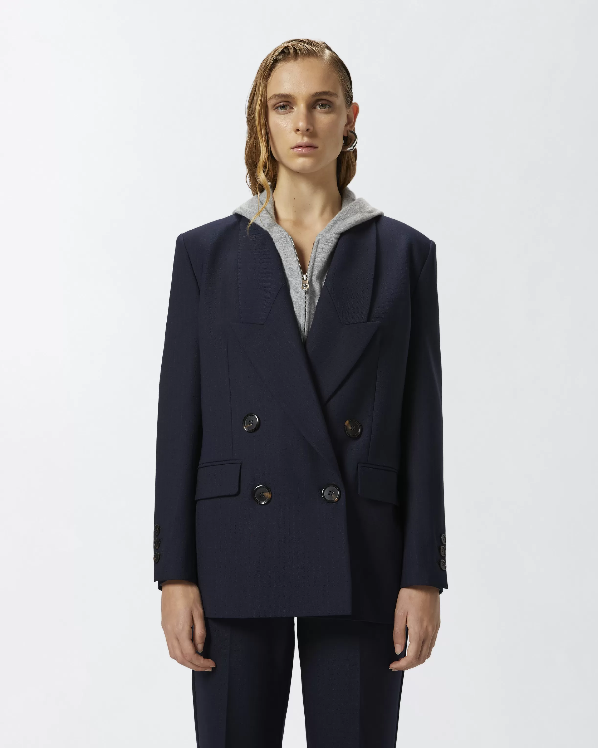 Outlet Blazer doppiopetto gessato con bottoni corno Blazer | Tailleur E Completi