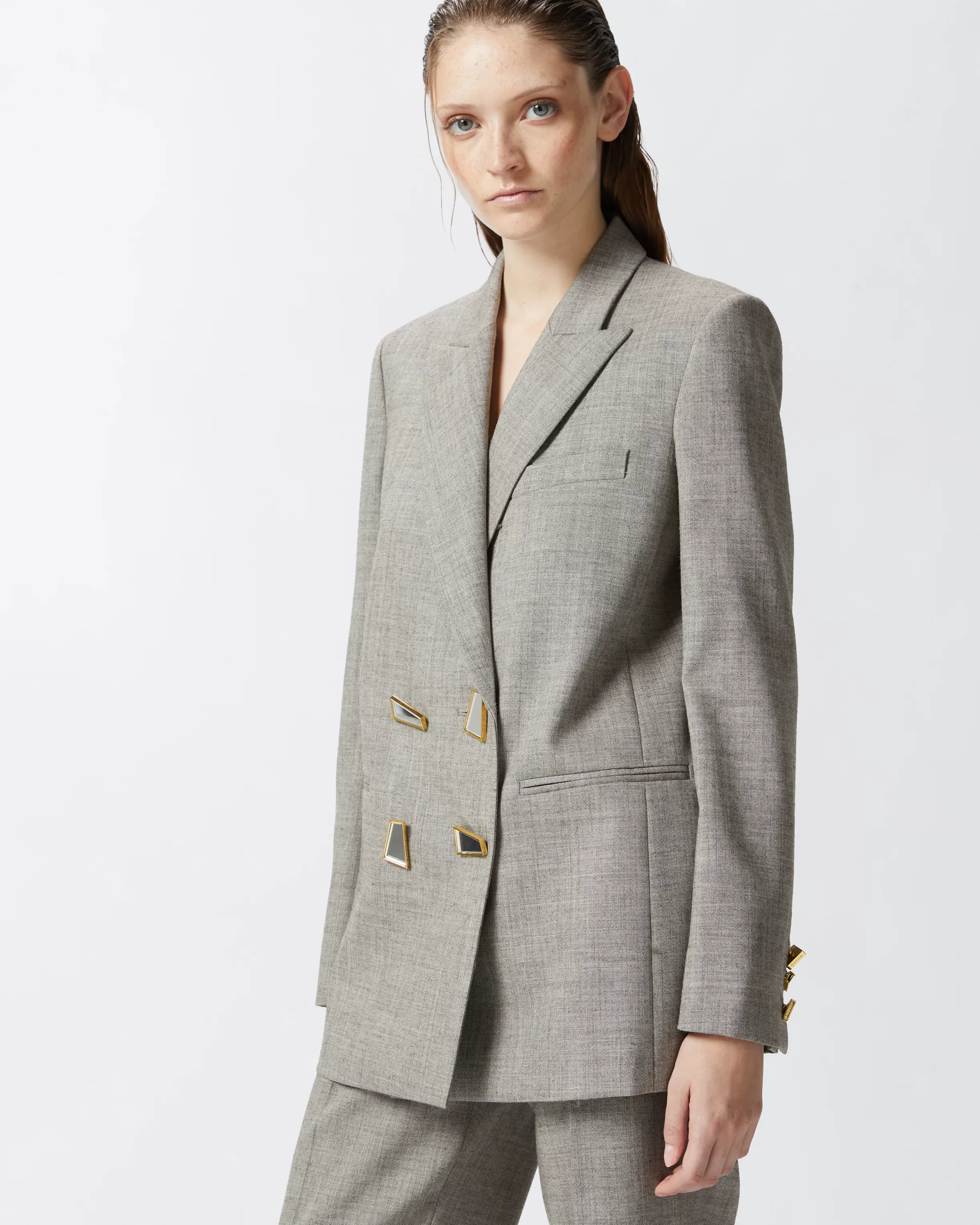 Flash Sale Blazer fresco lana con bottoni geometrici Blazer