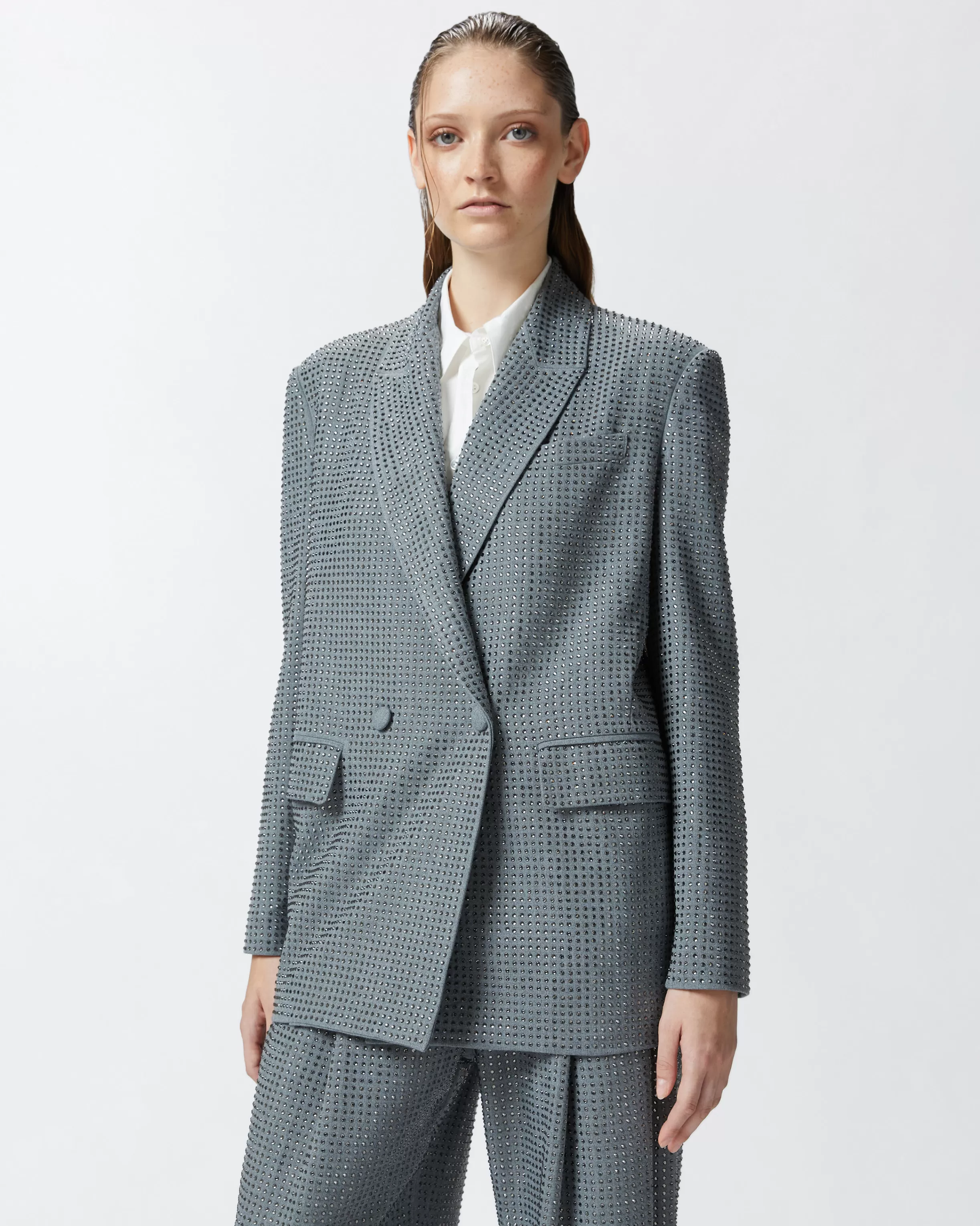 Shop Blazer oversize doppiopetto con strass Blazer | Tailleur E Completi