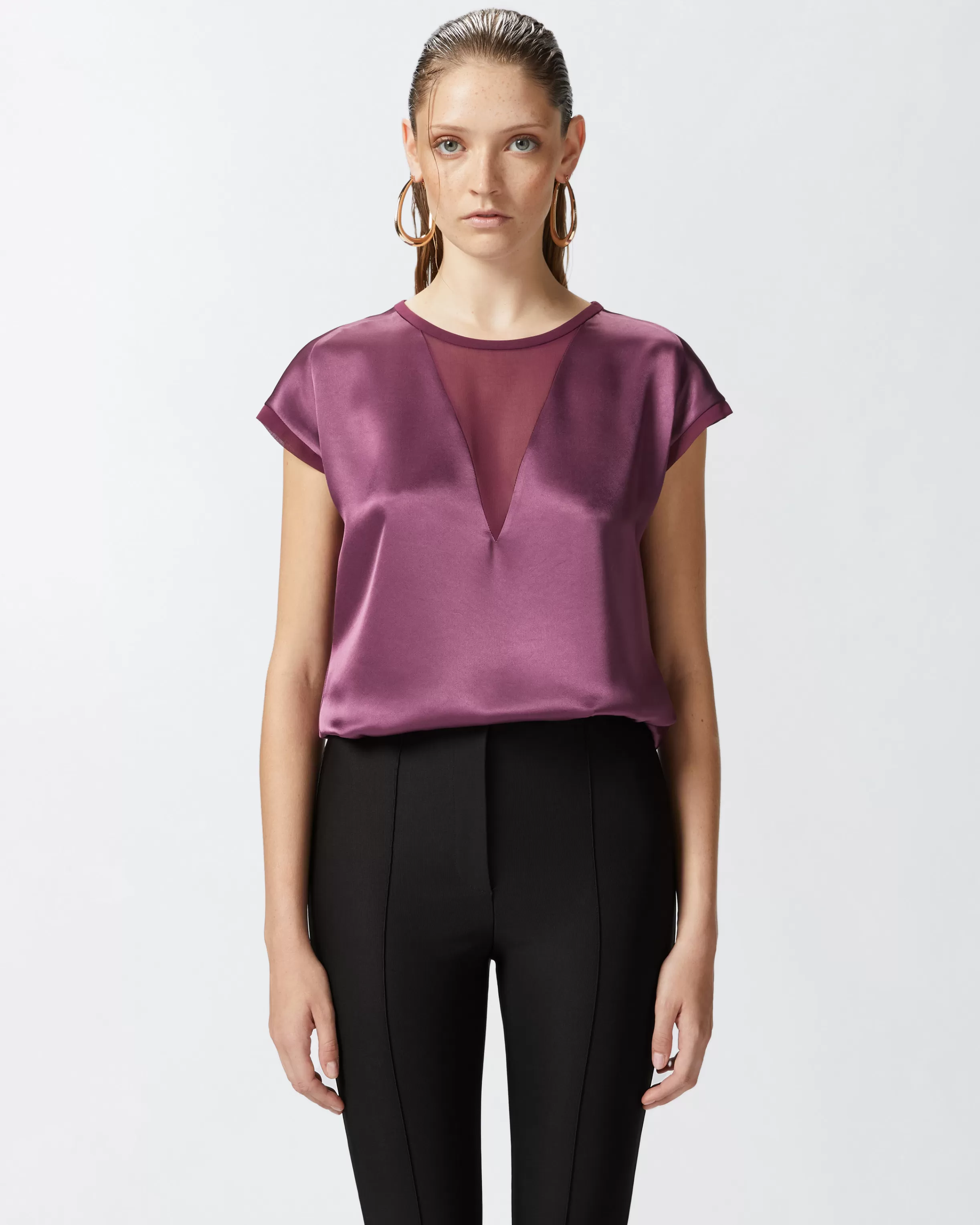 Outlet Blusa t-shirt satin e georgette Camicie E Bluse | Bluse