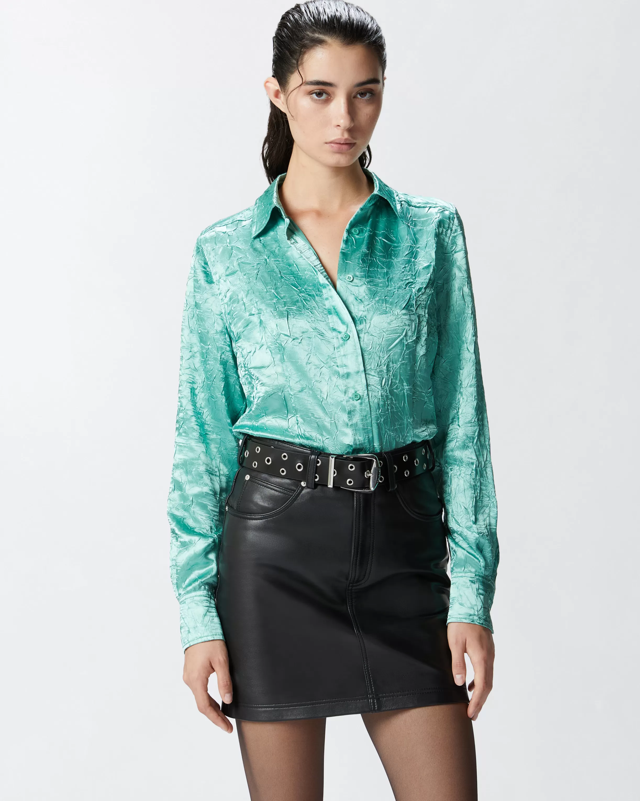 New Camicia in satin effetto stropicciato Camicie E Bluse | Camicie