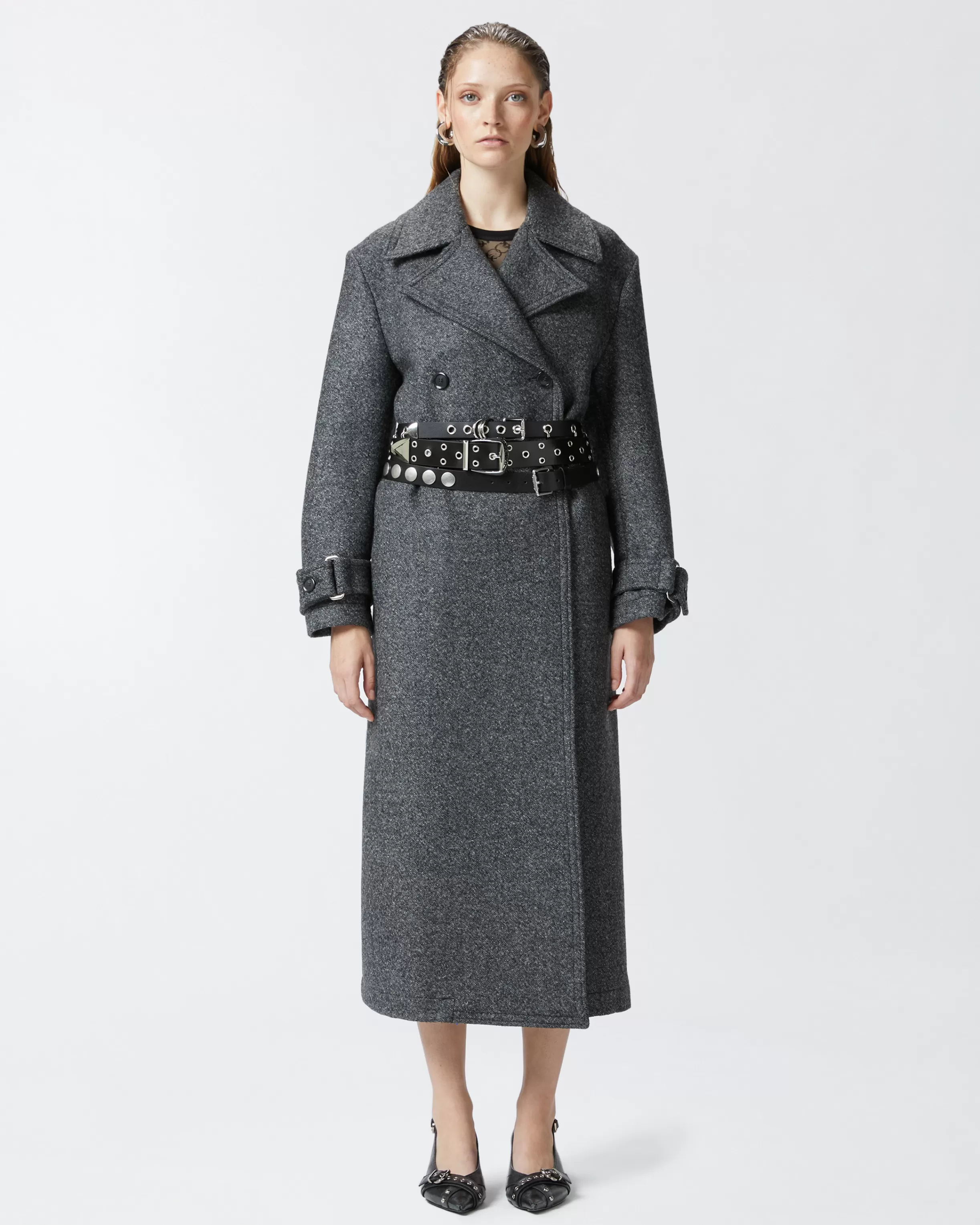 Shop Cappotto stile trench con cintura Cappotti