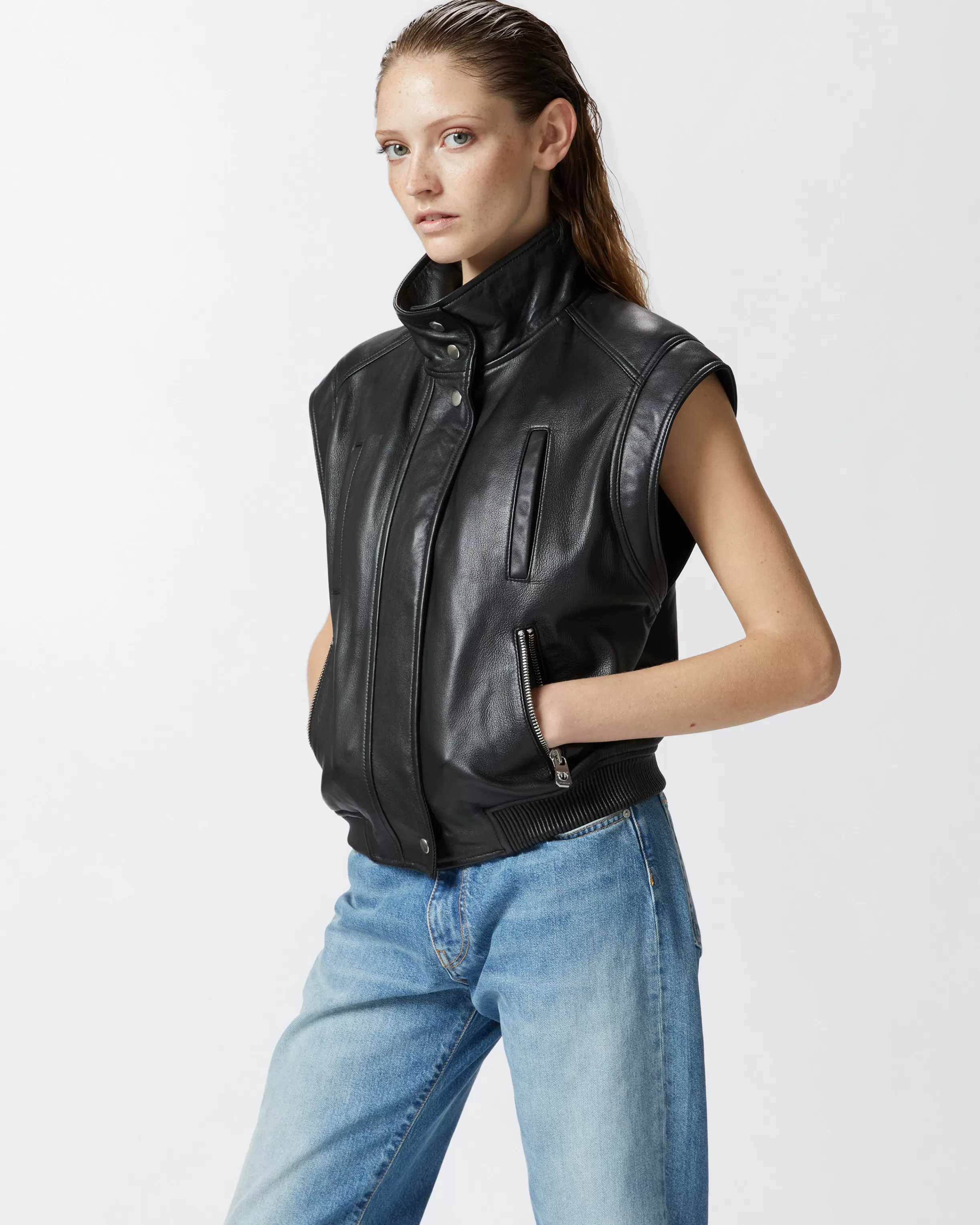 Sale Gilet chiodo in nappa Giacche Di Pelle