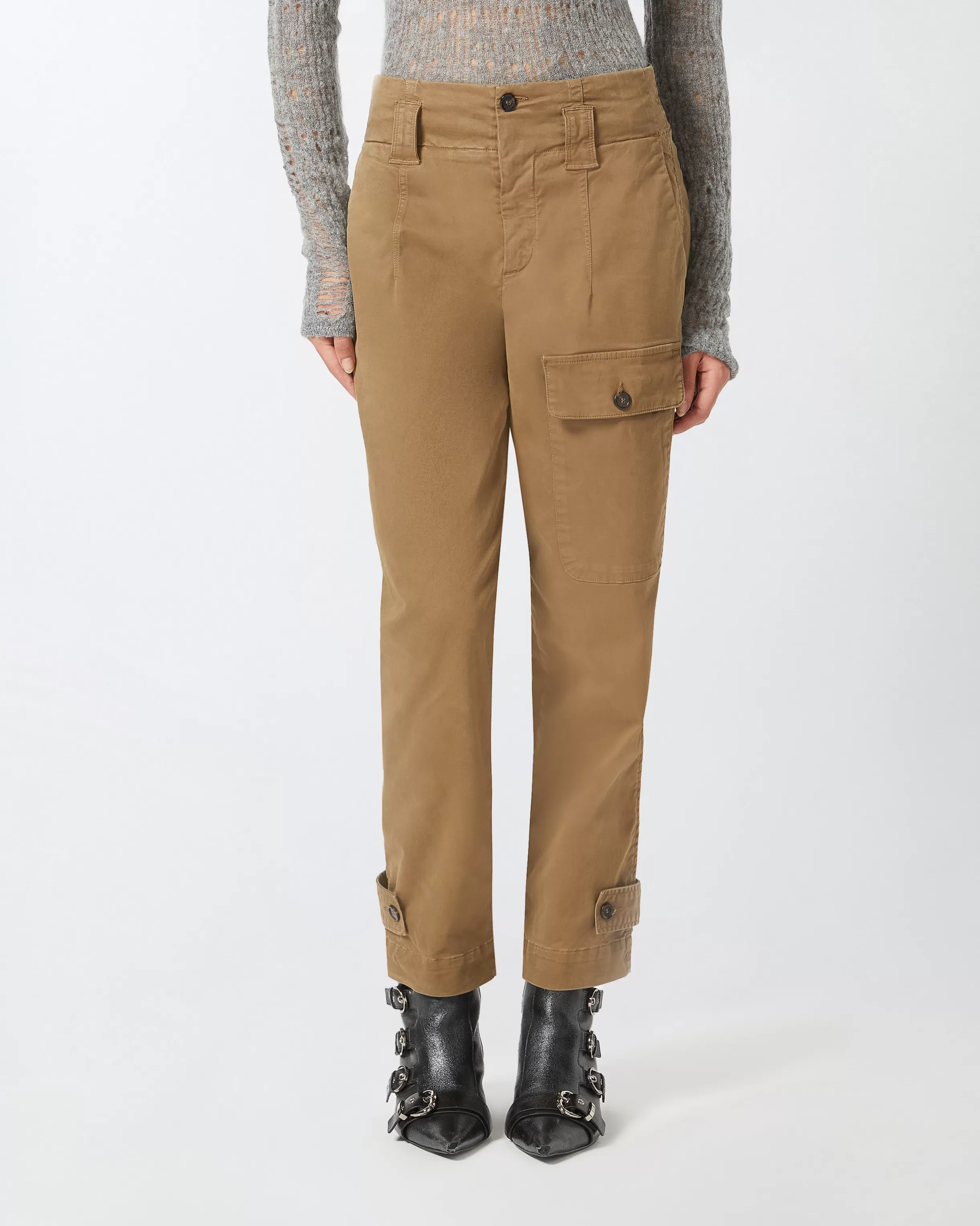 Cheap Pantaloni cargo in cotone con tasche Pantaloni Casual