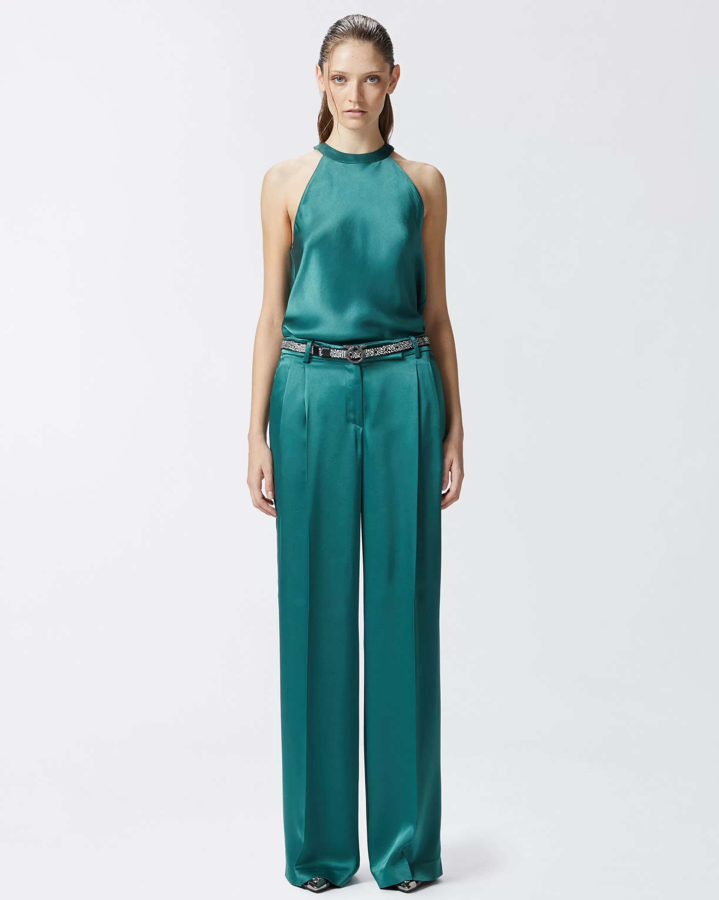 Shop Pantaloni tailored in satin Pantaloni Eleganti | Tailleur E Completi