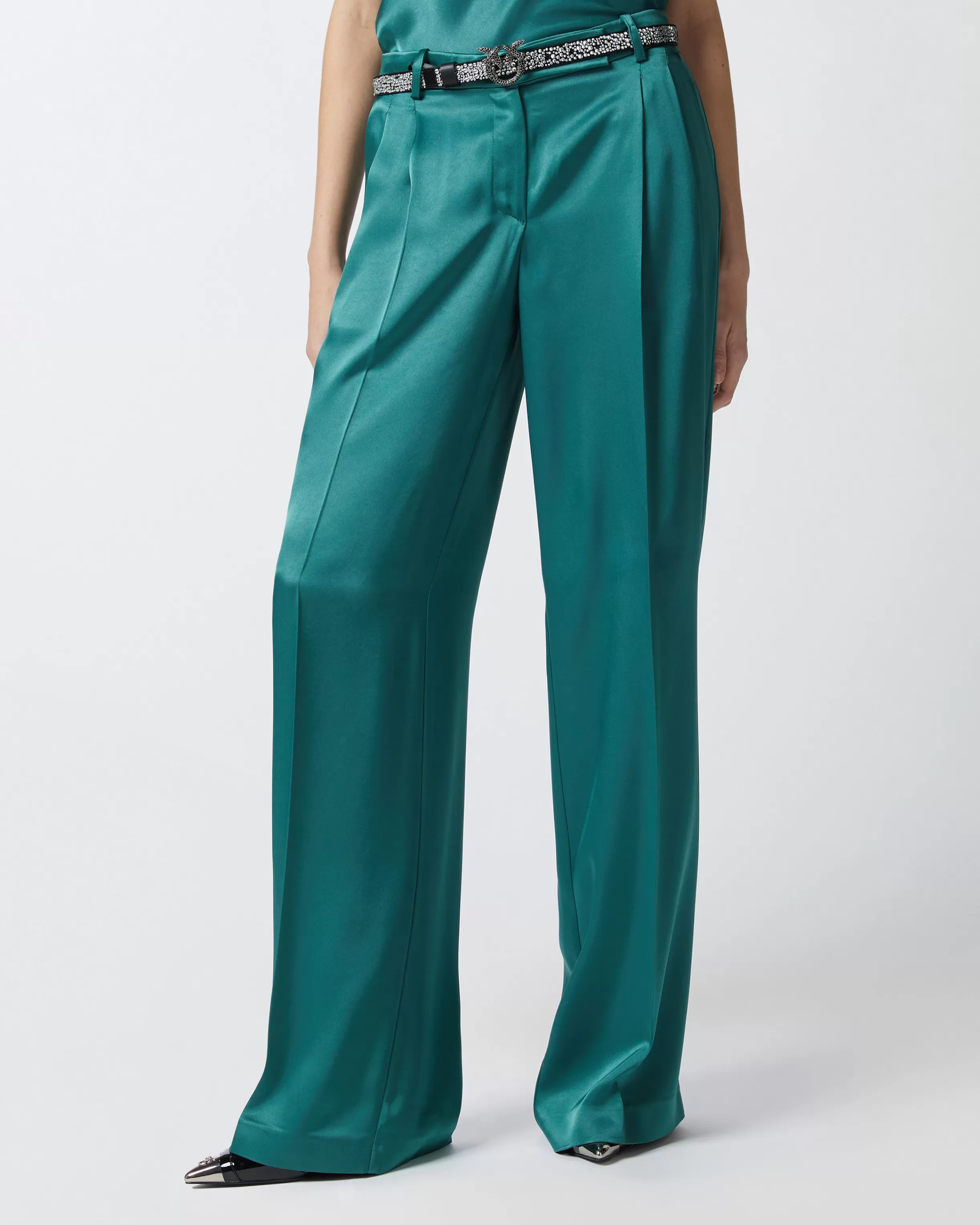 Shop Pantaloni tailored in satin Pantaloni Eleganti | Tailleur E Completi