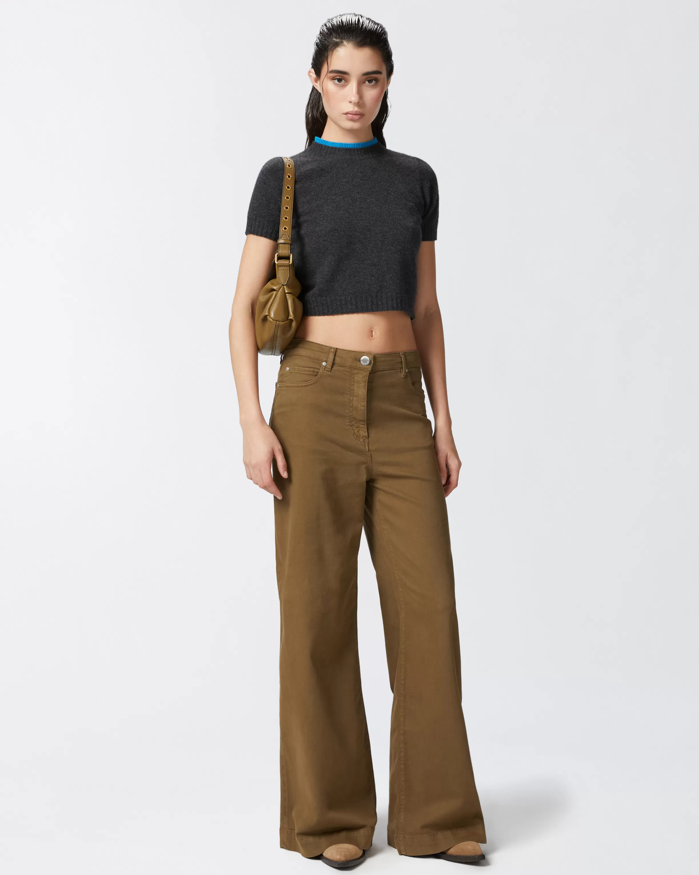 Discount Pantaloni wide leg in twill tinto Pantaloni Casual | Jeans