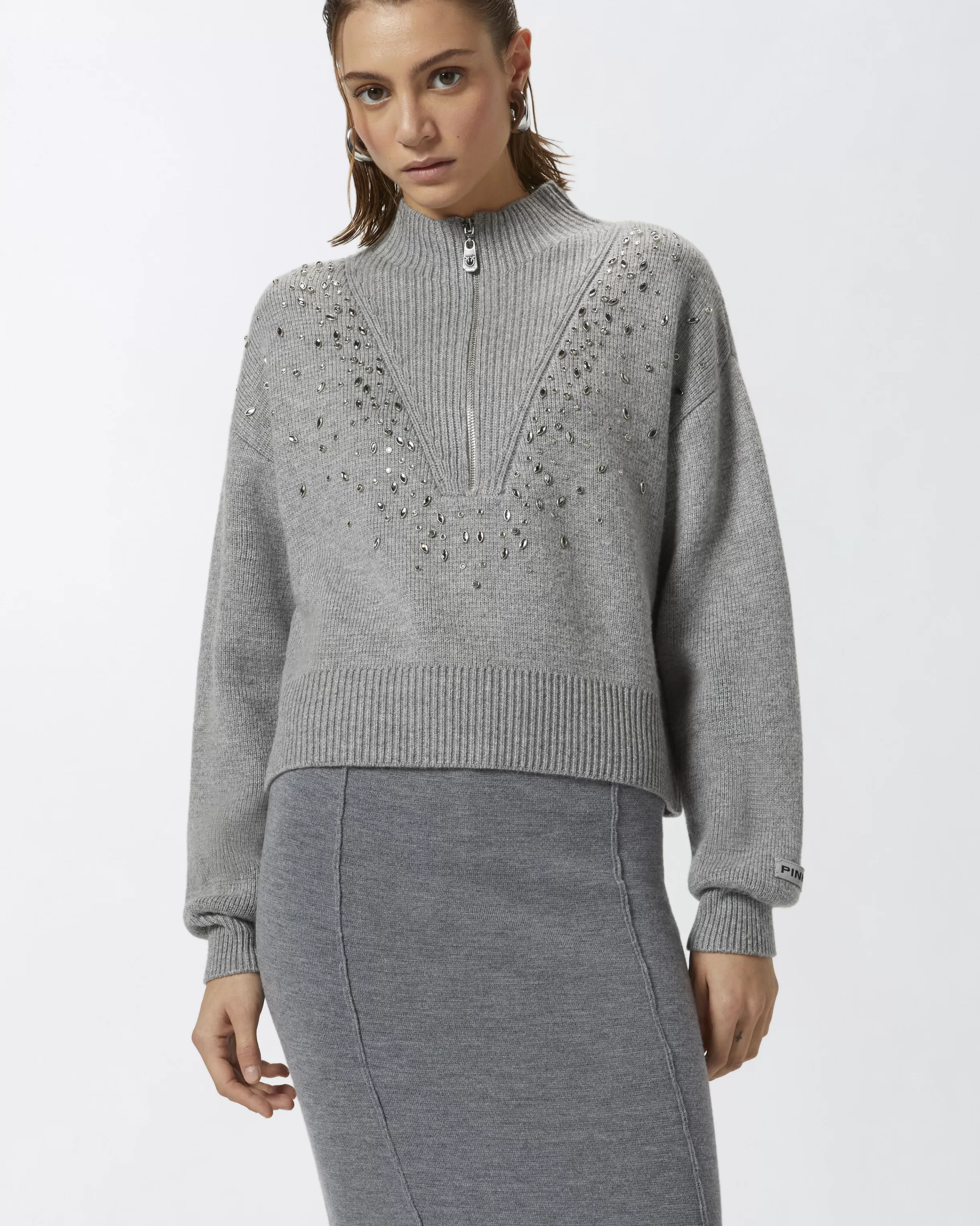 Best Sale Pullover con zip e cristalli davanti Maglioni | Tailleur E Completi