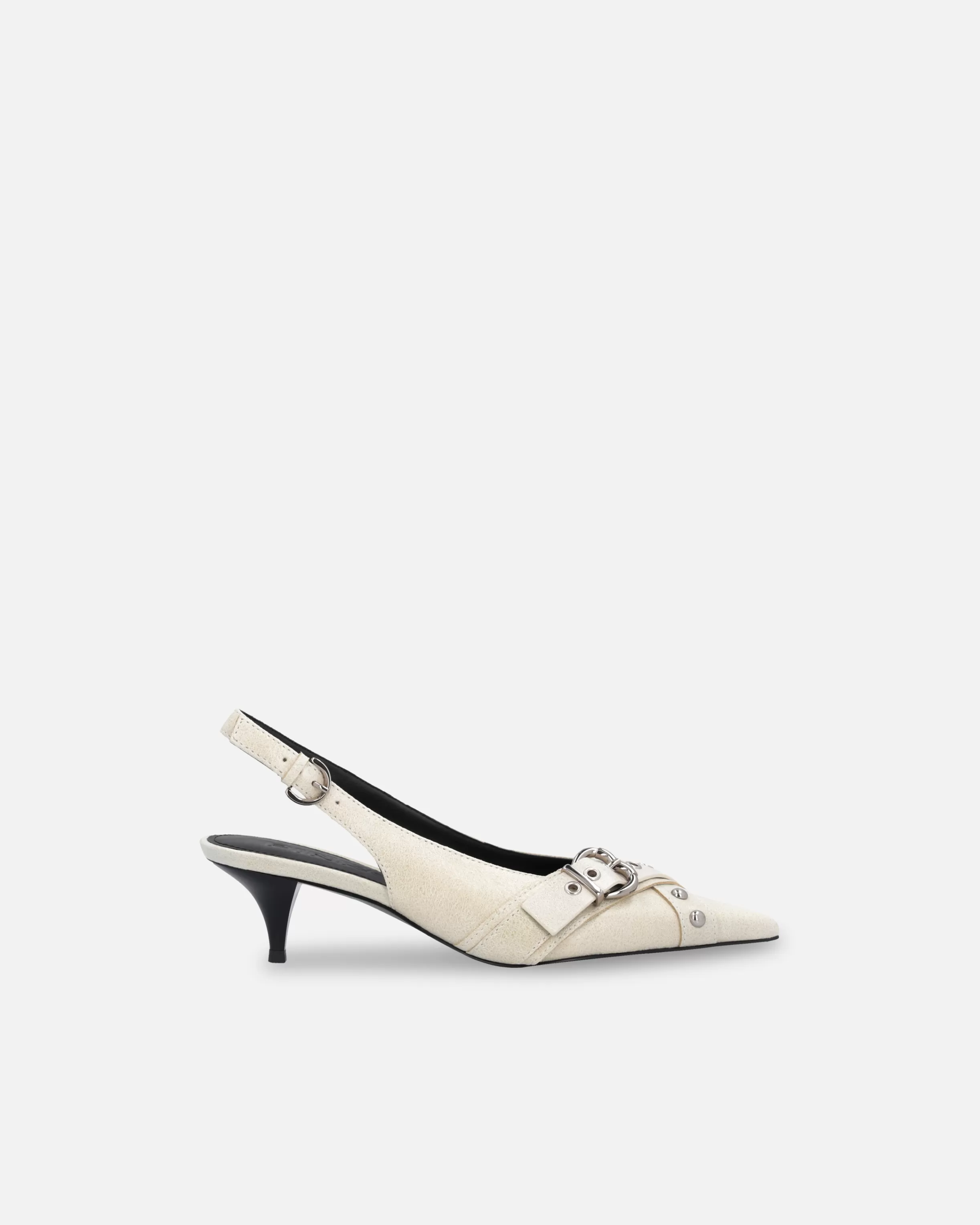 Outlet Scarpe slingback in pelle con tacco e fibbia Décolleté