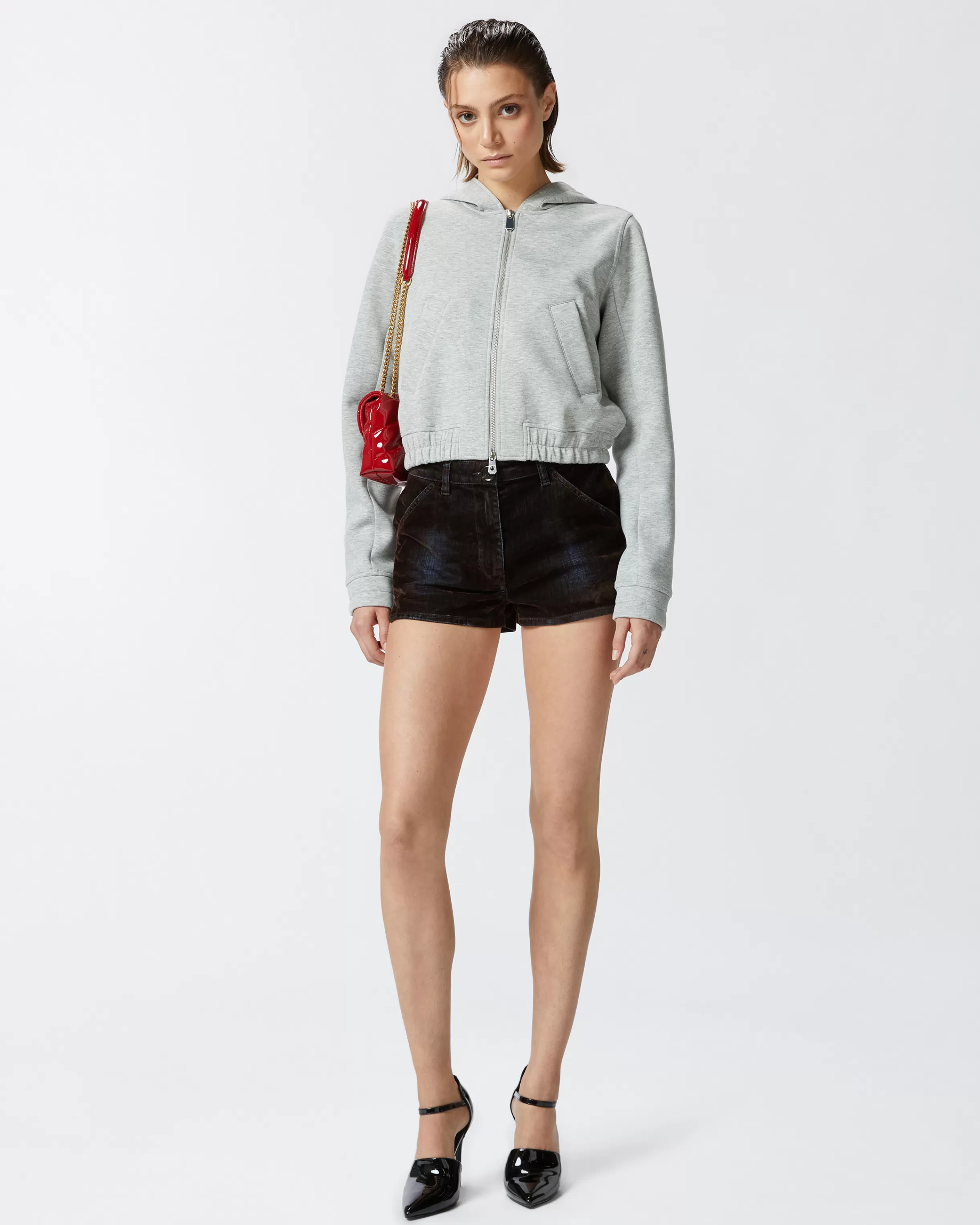 Cheap Shorts aderenti in denim flock Shorts