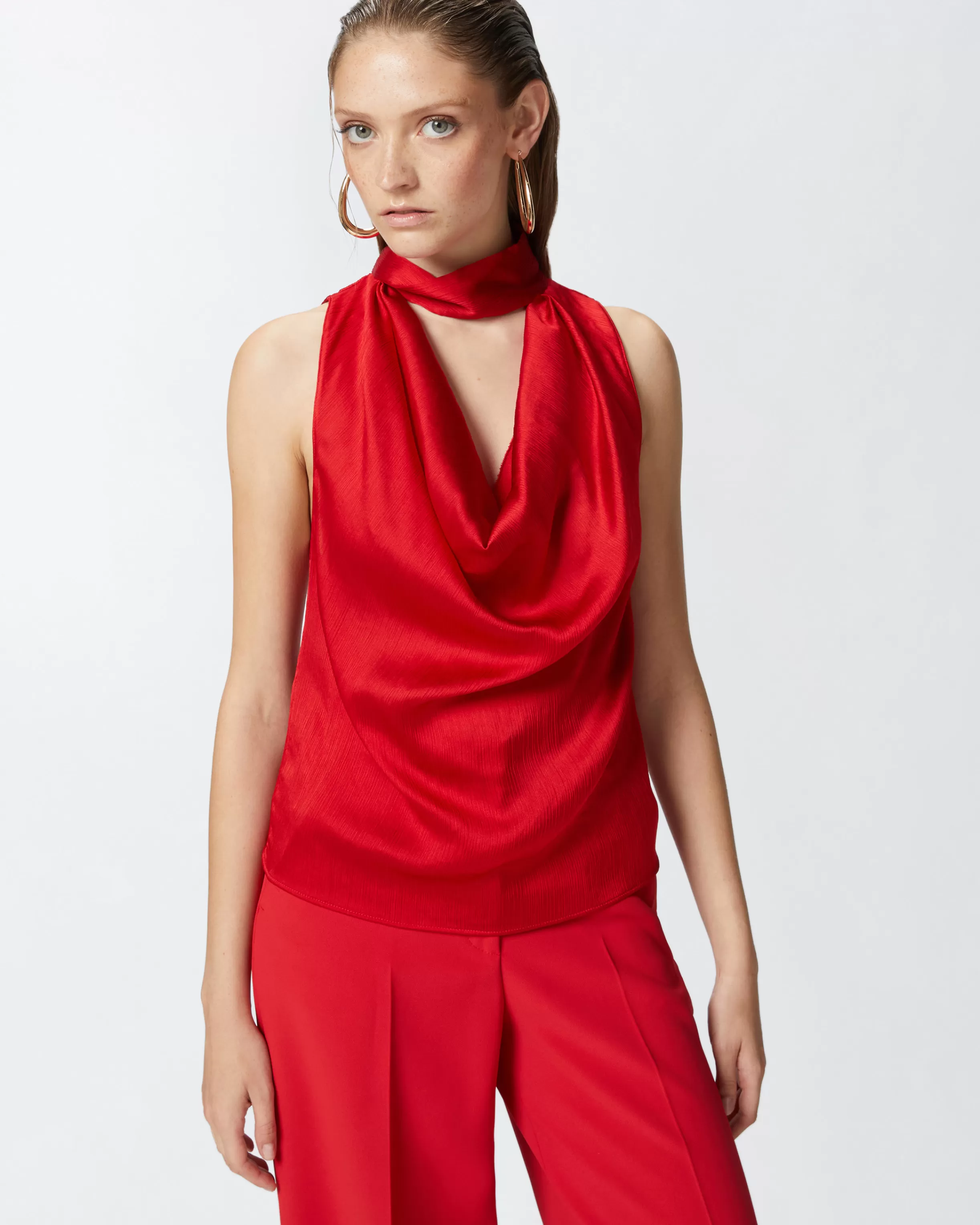 Best Top drappeggiato in satin increspato Topwear | Top