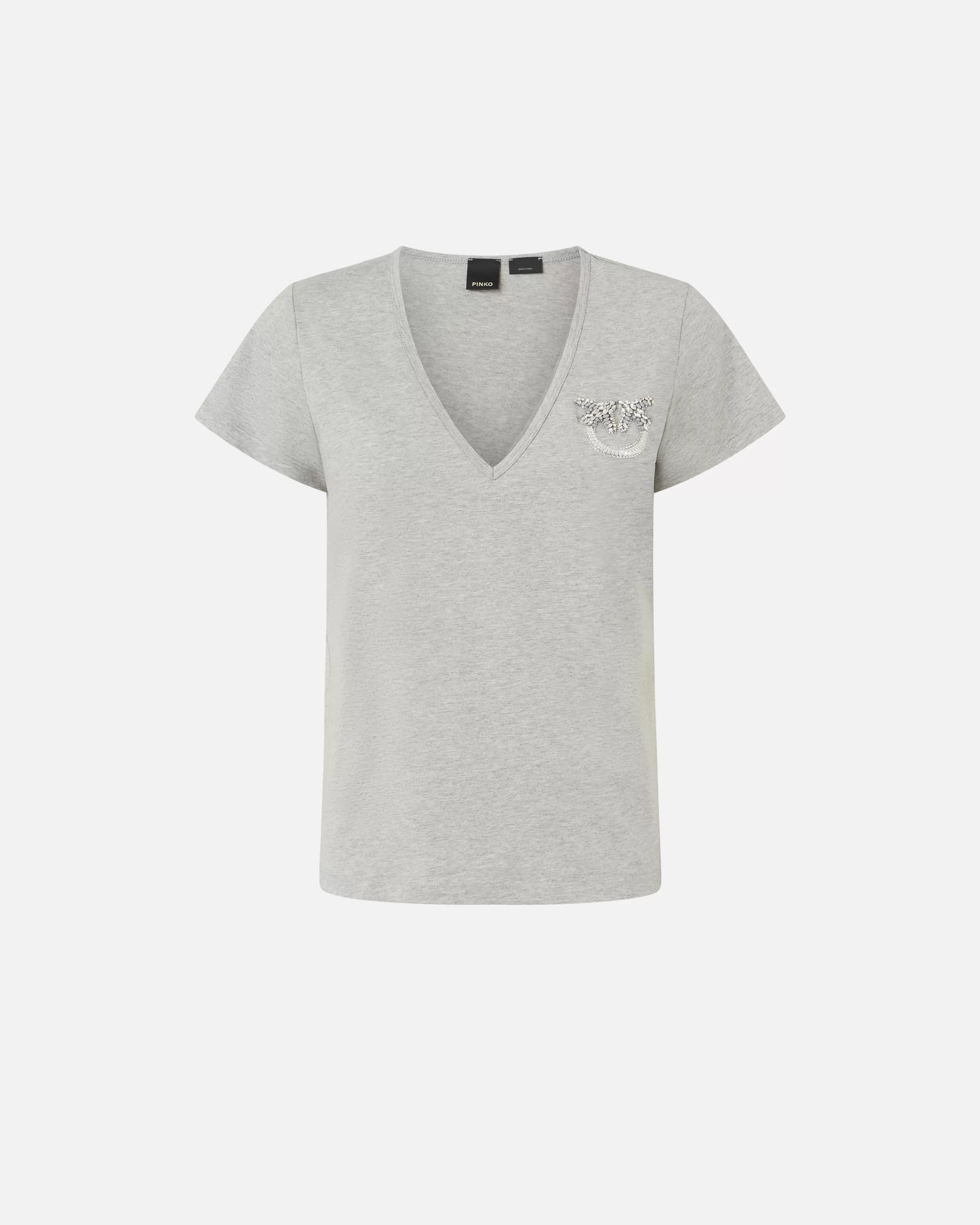 Shop T-shirt con scollo a V e ricamo gioiello Topwear | T-Shirt