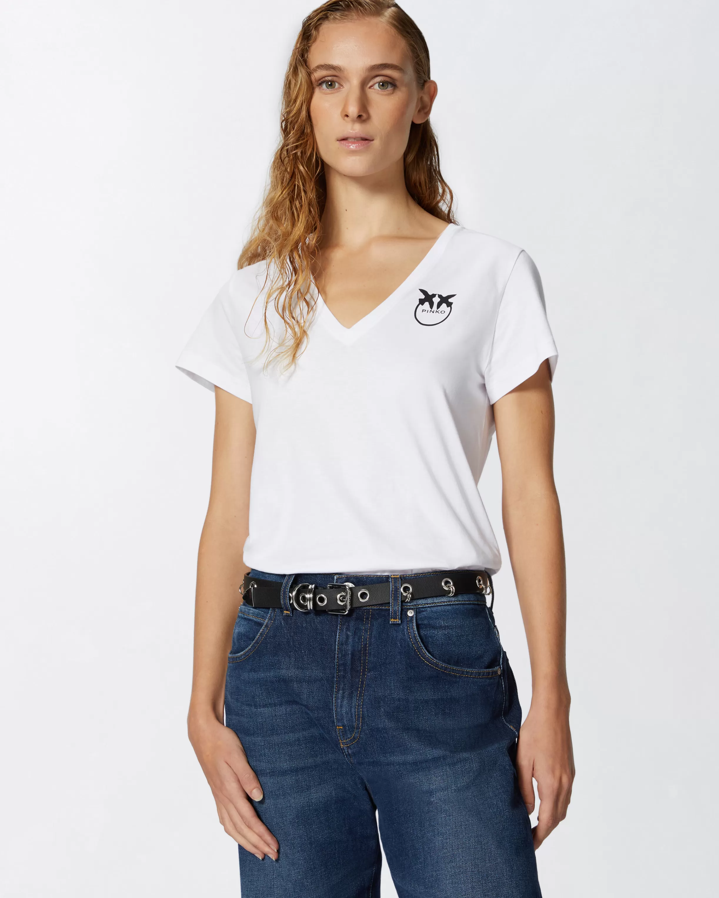 Online T-shirt scollo a V stampa logo Topwear | T-Shirt